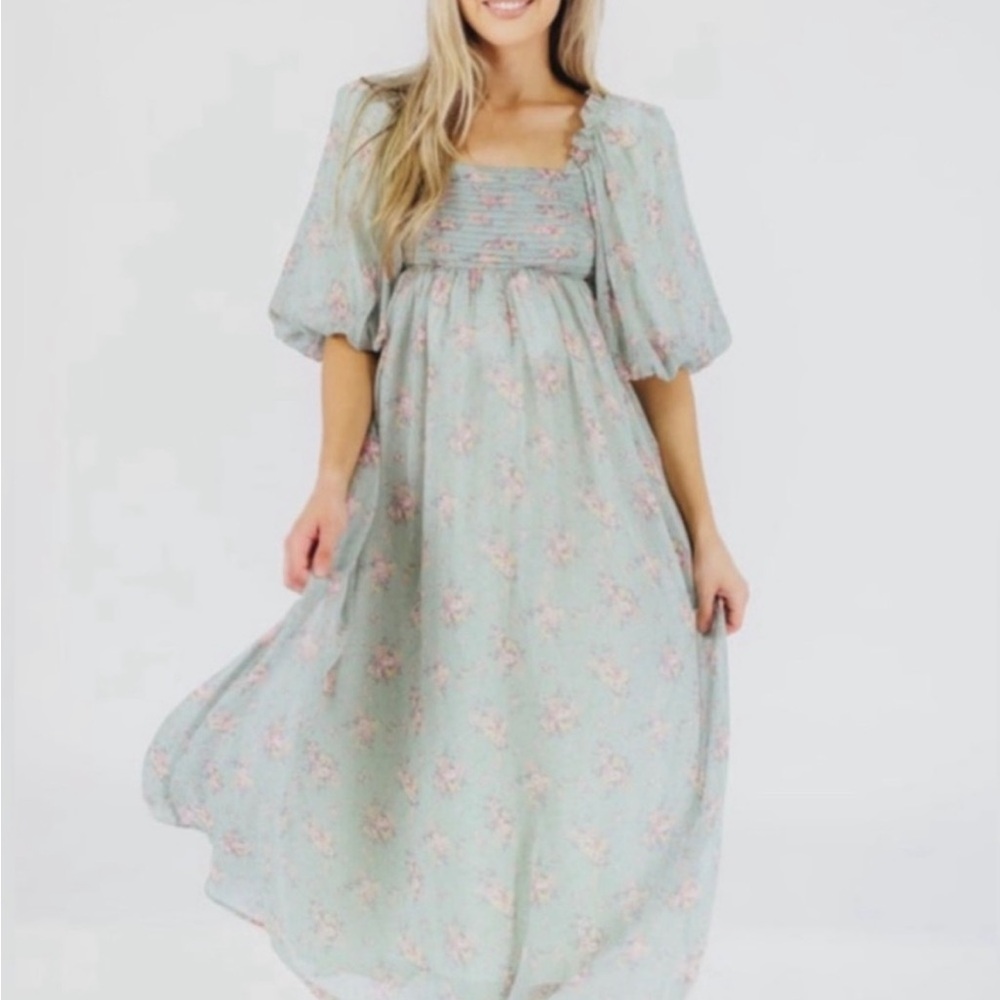 Worth Collective Puff Sleeve Tie Back Dress - Bump Friendly!